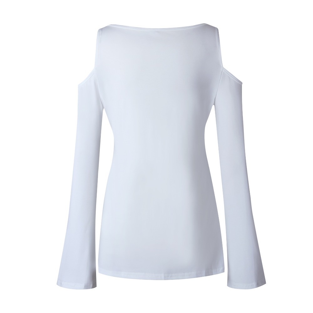 💥 SALE Lace Up Bell Sleeve Cold Shoulder Blouse - Picture 3 of 4